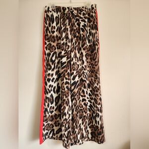 Leopard Print Scarf with Red Trim